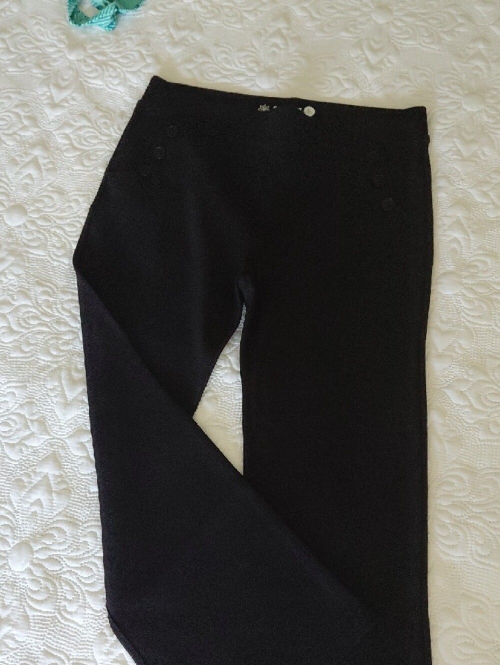 Betabrand Black Sailor Button Bootcut Pants